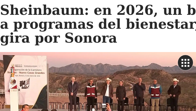 Sheinbaum anuncia asignación millonaria para bienestar durante recorrido en Sonora